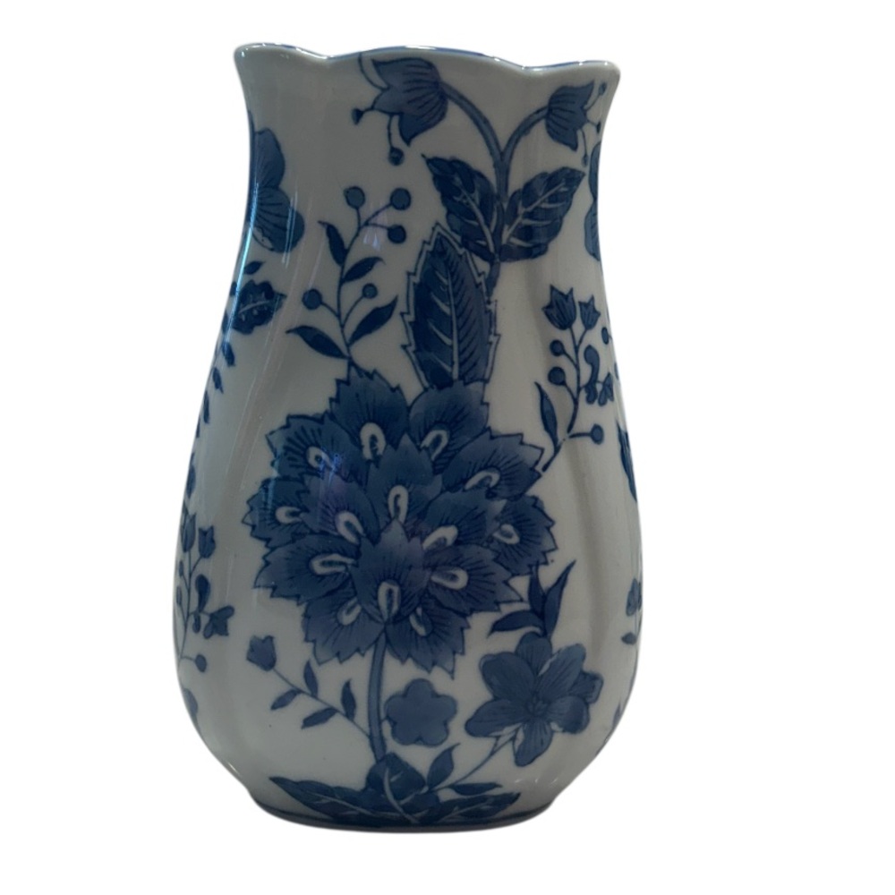 Blue and White Floral Vase